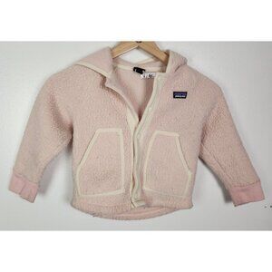 Patagonia Toddler Girl Sz. 4T Pink Fleece Snap Front Hooded Jacket